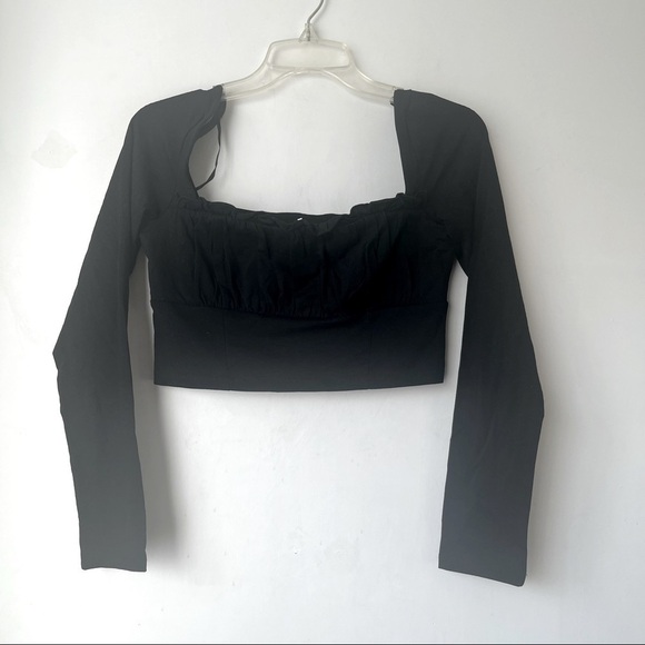 Princess Polly Tilly Black Long Sleeve Crop Top 8 - Picture 5 of 8